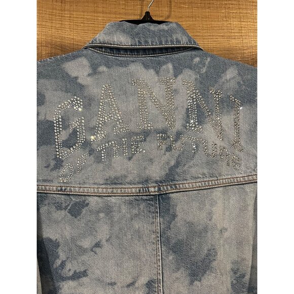 GANNI bleach denim button up shirt top size 34/ S - Picture 7 of 10